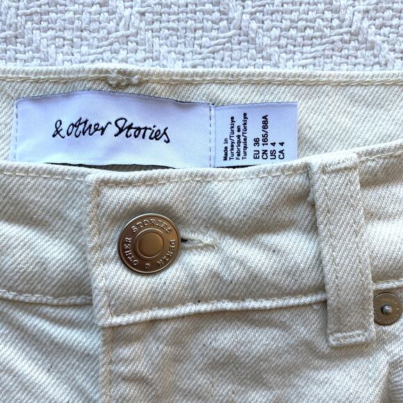 & Other Stories Cropped Wide-Leg High Rise Jeans White Ecru Denim Women’s 4 - Picture 9 of 11